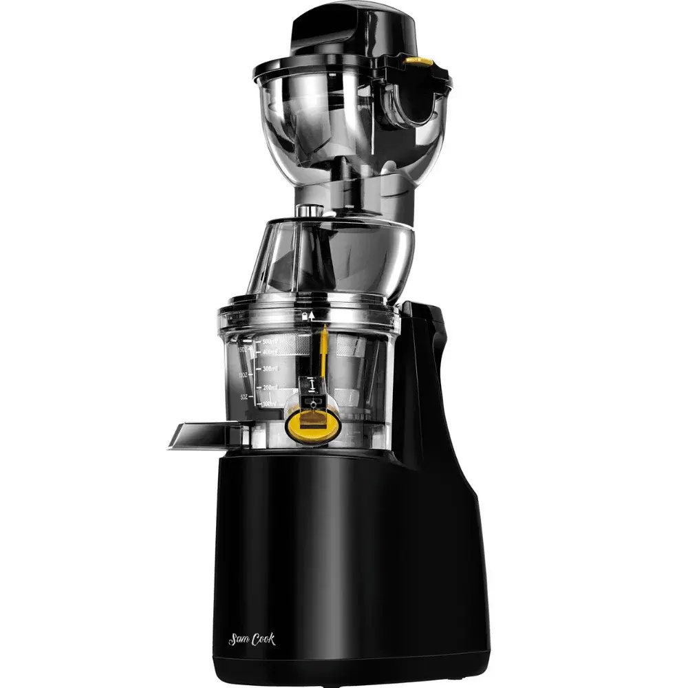 Sam Cook NutriFlow Slow Juicer, hvit vertikal modell med selvrensing