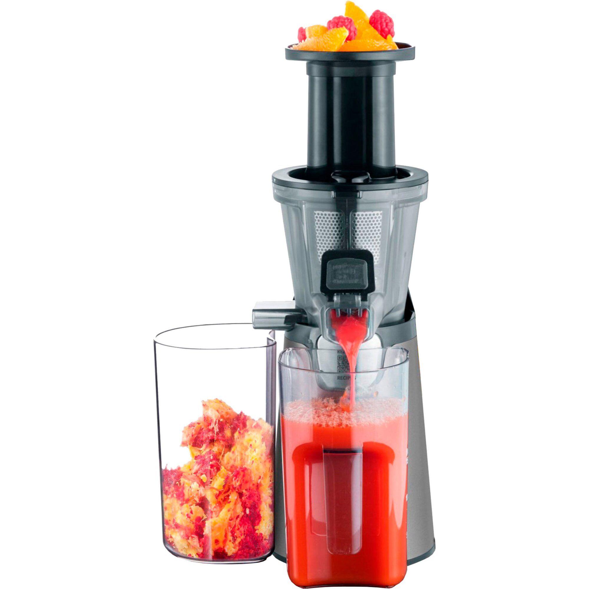 Severin 3571 slowjuicer, kompakt vertikal modell i sølv og svart